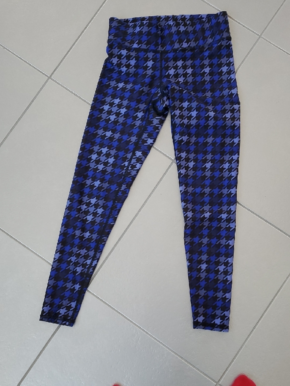Terez Blue And Black Houndstooth  Leggings
